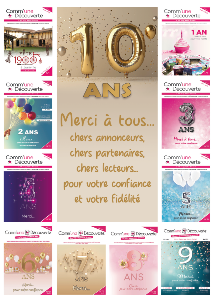 Comm'une Découverte fête ses 10 ans ! Merci à tous, annonceurs, partenaires, lecteurs, pour votre confiance et votre fidélité !