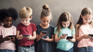 enfants qui regardent leur smartphone au lieu de jouer entre eux-min